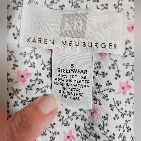 Karen Neuburger size S pajama set pant button up top pink/grey plaid soft - Picture 7 of 11